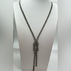 RHINESTONE BLING KNOTTED LARIAT NECKLACE UNKNOWN DESIGNER